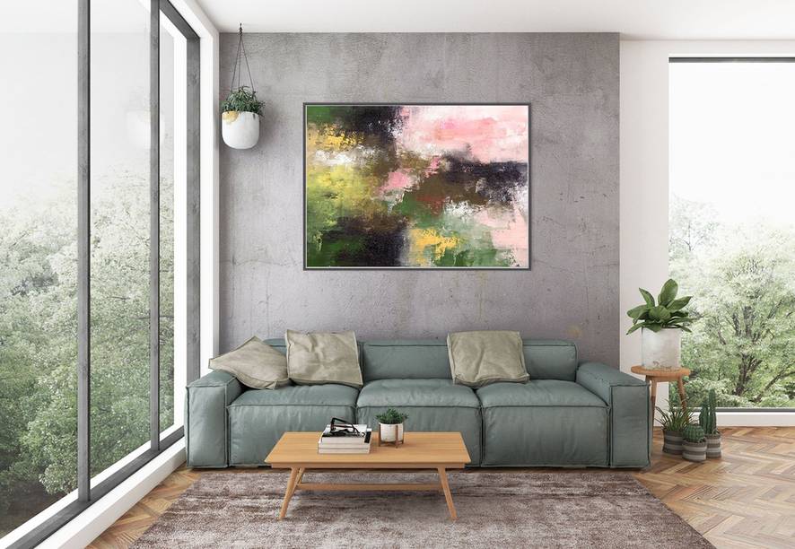 Painting Hand-painted Modern Bedroom Canvas Abstract Canvas Artwork E7OK2